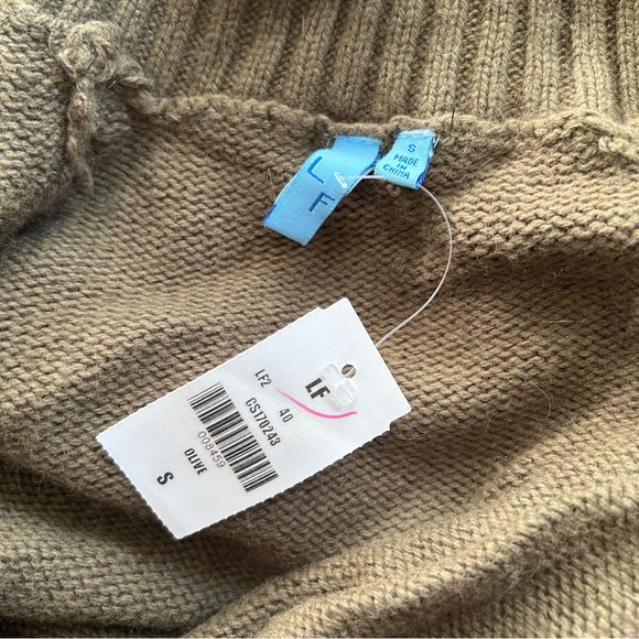 Olive Green Asymmetrical Turtleneck Sweater - Picture 16 of 16